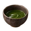 A bowl of koicha, thick and glossy with no foam