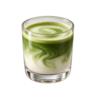 A small glass of matcha cortado