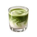 A small glass of matcha cortado