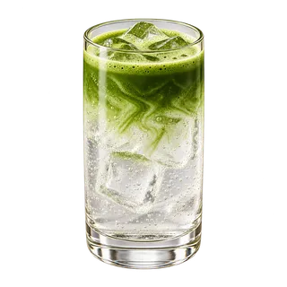 A glass of matcha tonic over ice
