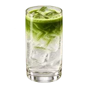 A glass of matcha tonic over ice